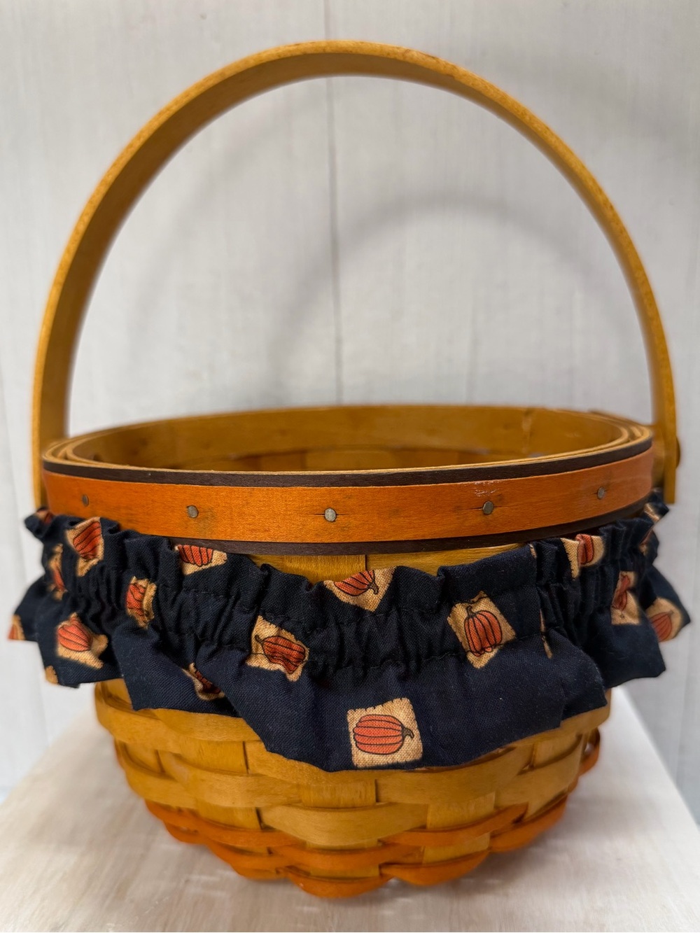 Longaberger Orange & Black Pumpkin Halloween Basket